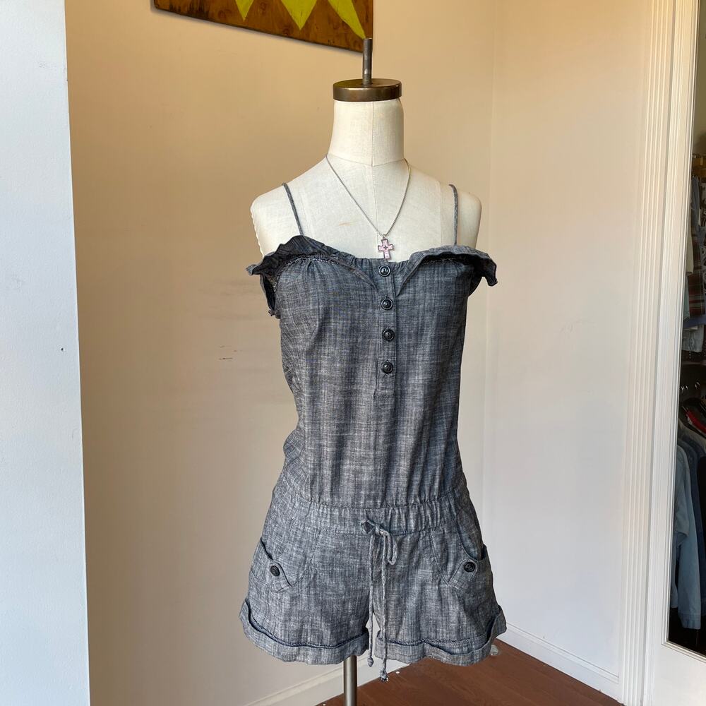 Y2K 2000's Heather Gray Ruffle Coquette Romper Size Small